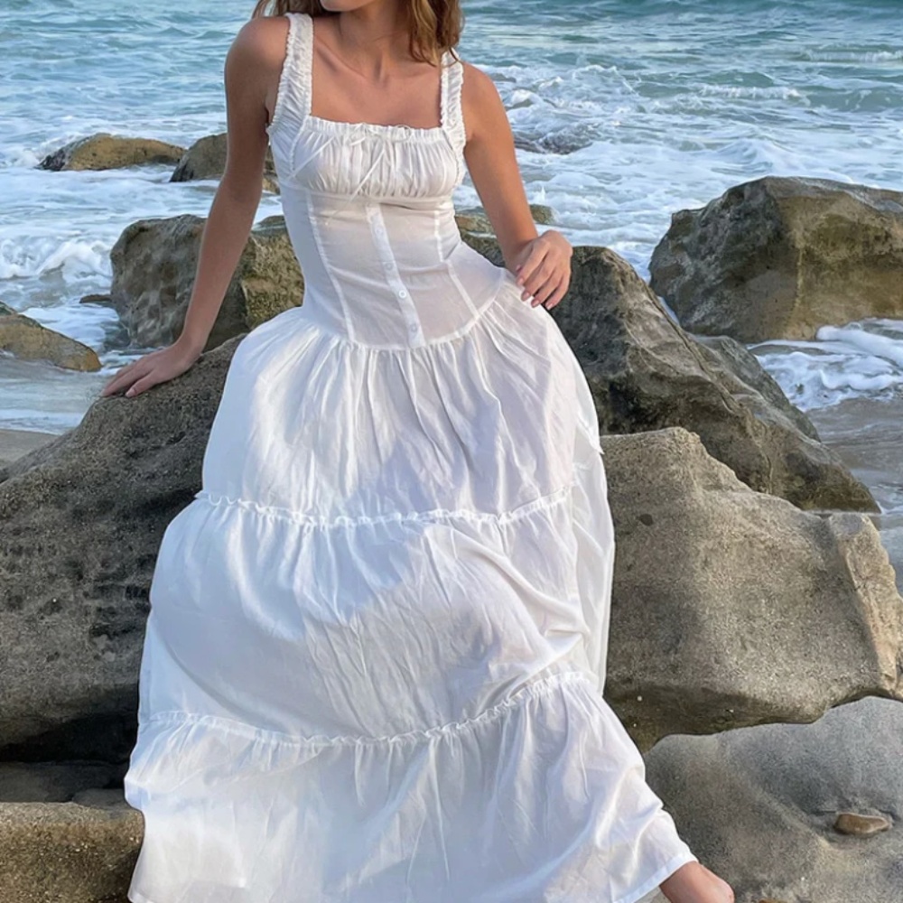 Frankie's Bikinis Christabelle Ruffle Maxi Dress - XS